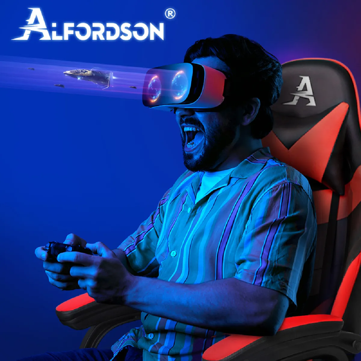 ALFORDSON Chaise de jeu - Rouge et noir