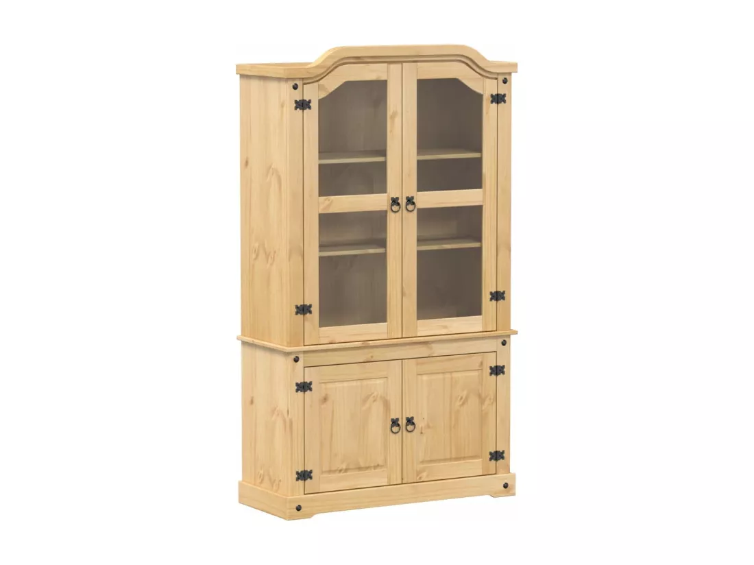 Vitrine en verre Corona 103,5x42x180 cm bois de pin massif