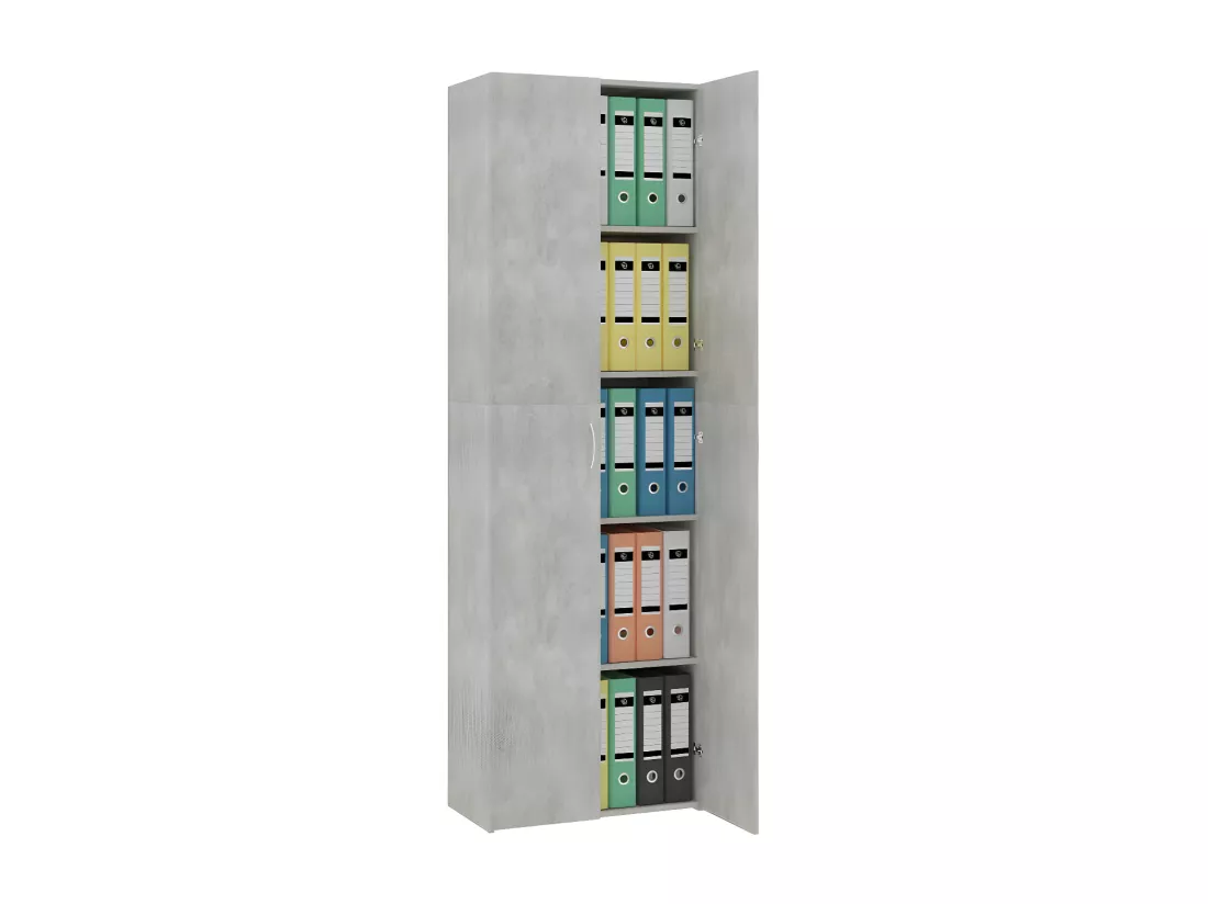 Armoire de bureau 2 portes bois gris effet béton Ousti
