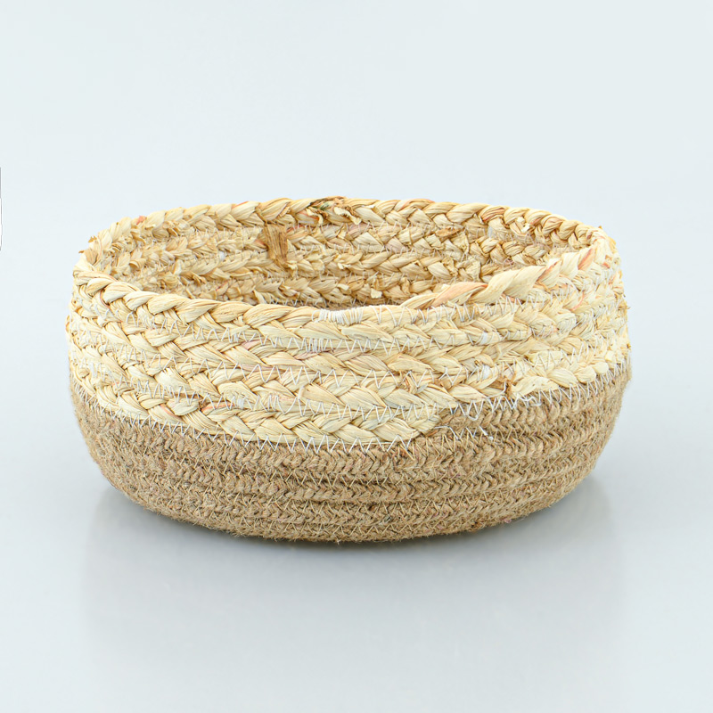 Corbeille de rangement 'Vahina' ronde beige