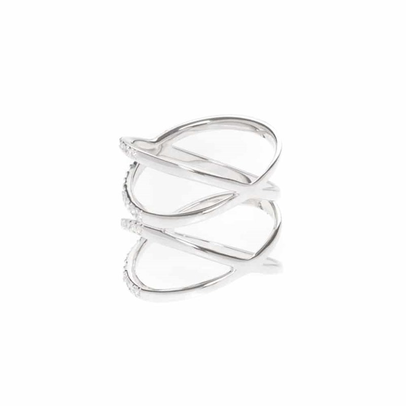 Bague Argent Cercles Atomiques Rhodié