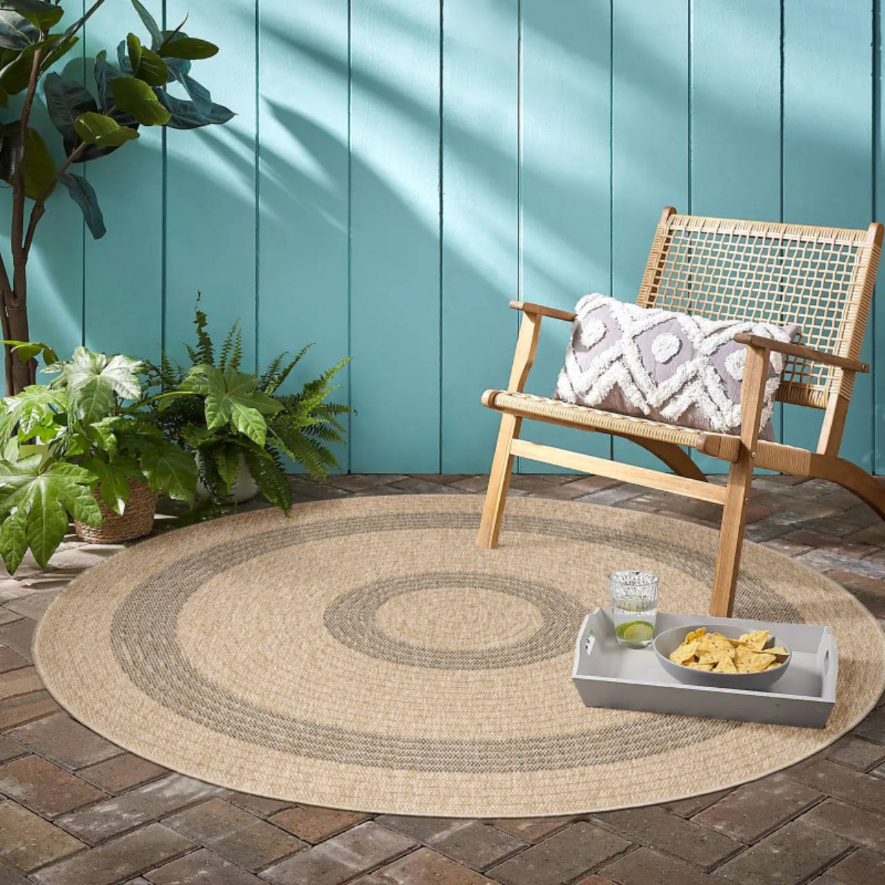 In & Outdoor Teppich Wetterfest, Balkon Wasserfest, Waschbarer Outdoorteppich