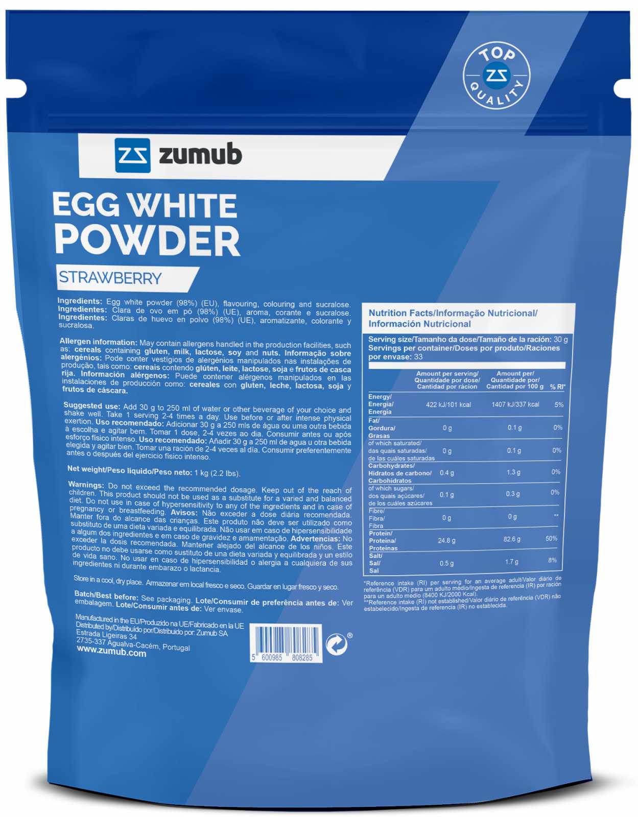 Proteína em pó de clara de ovo Zumub 500g