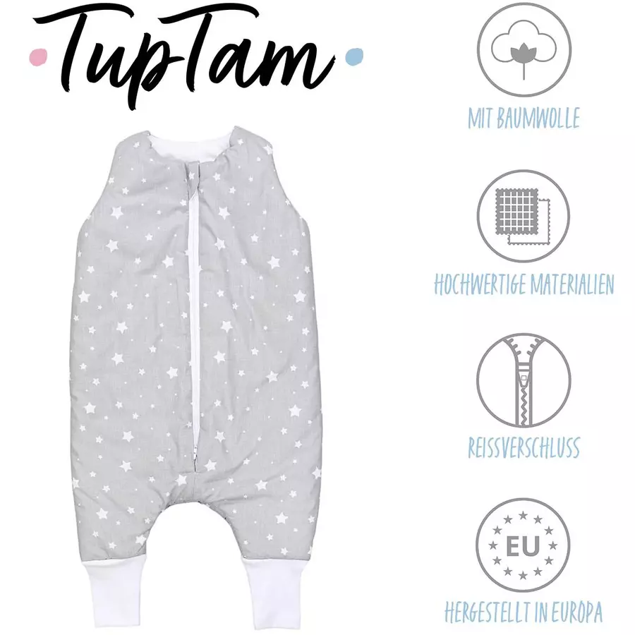 TupTam Baby Winter Schlafsack mit Beinen weißgrau