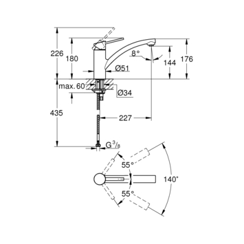 GROHE keukenkraan Swift met hendel Chroom