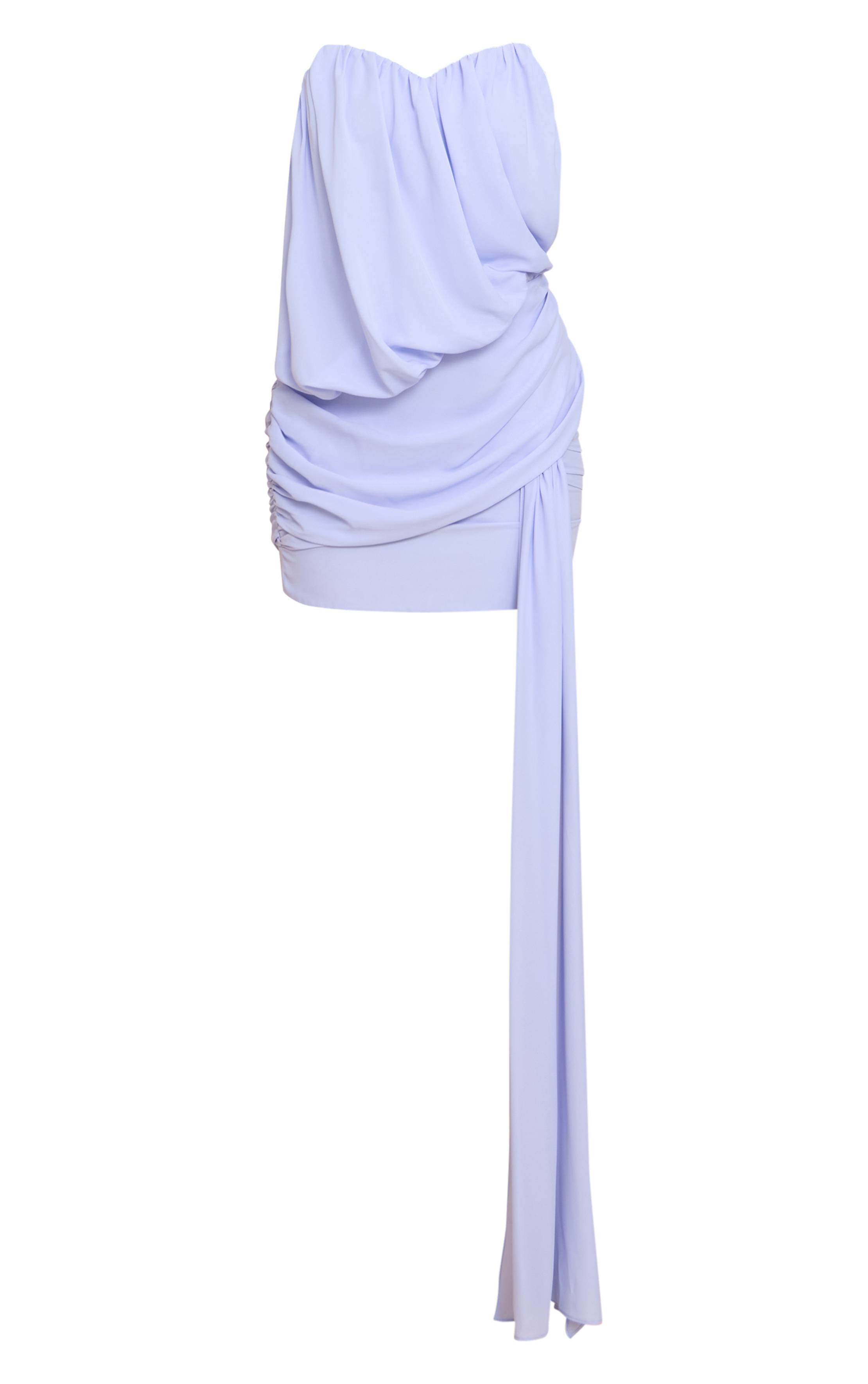 Bleu Clair Robe Moulante Bustier Drapée Avec Armatures