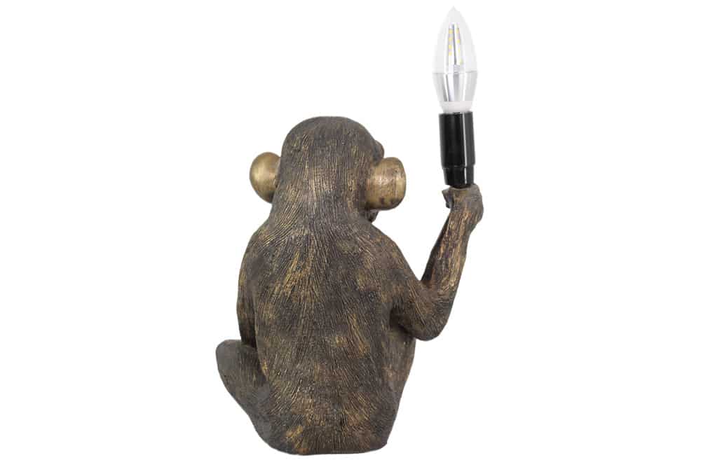 Handgefertigte Tischlampe SCHIMPANZEE 25cm schwarz Affen-Skulptur