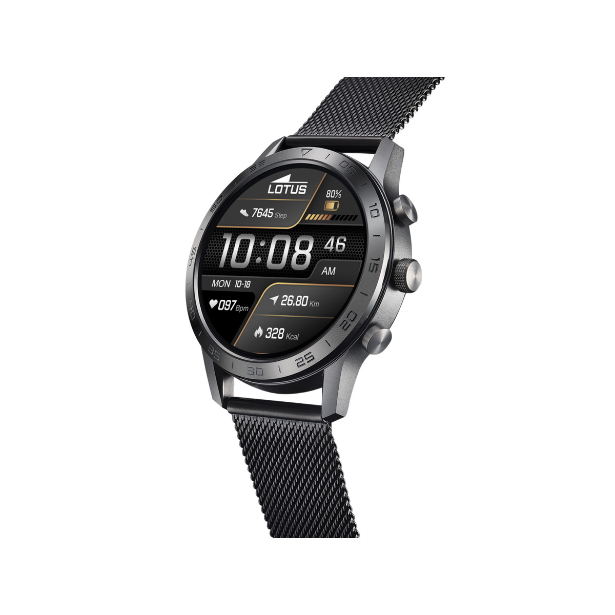 Montre LOTUS smartwatch homme connecté, bracelet acier noir