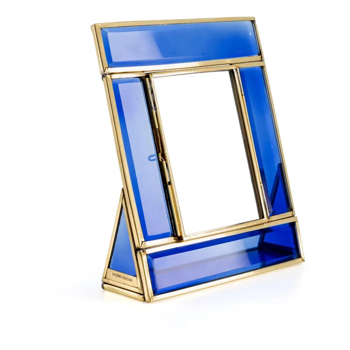 Doing Goods Cadre photo en verre et laiton Bonnie | Bleu