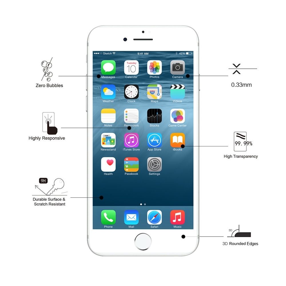iPhone SE (2022/2020) / 8 / 7 / 6S 3D Vollbild Panzer Glas Display mit Rahmen (EGSP00145) - Weiss