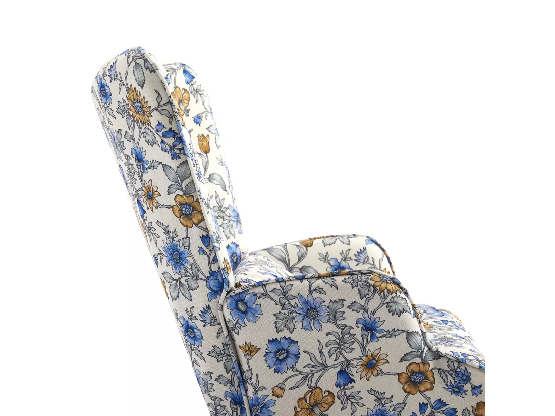 Fauteuil à bascule en velours avec construction métallique et en bois pour une expérience de chambre confortable
