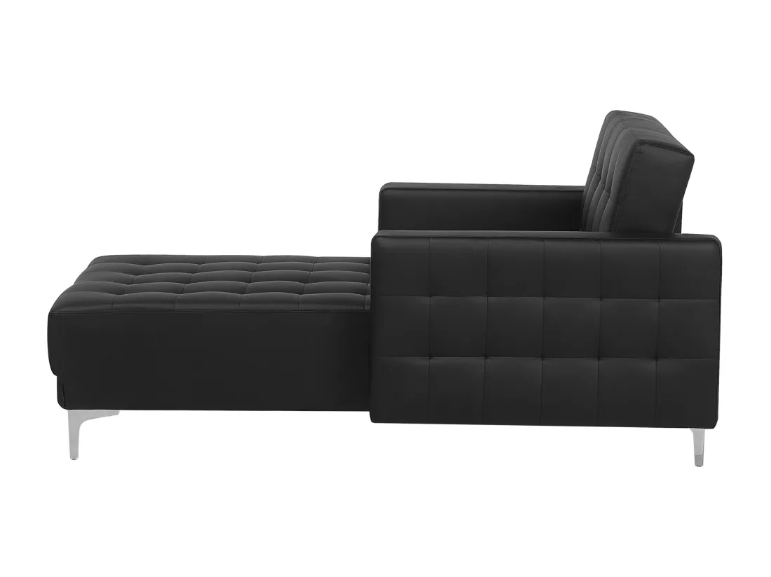 Chaise longue en cuir PU noir ABERDEEN