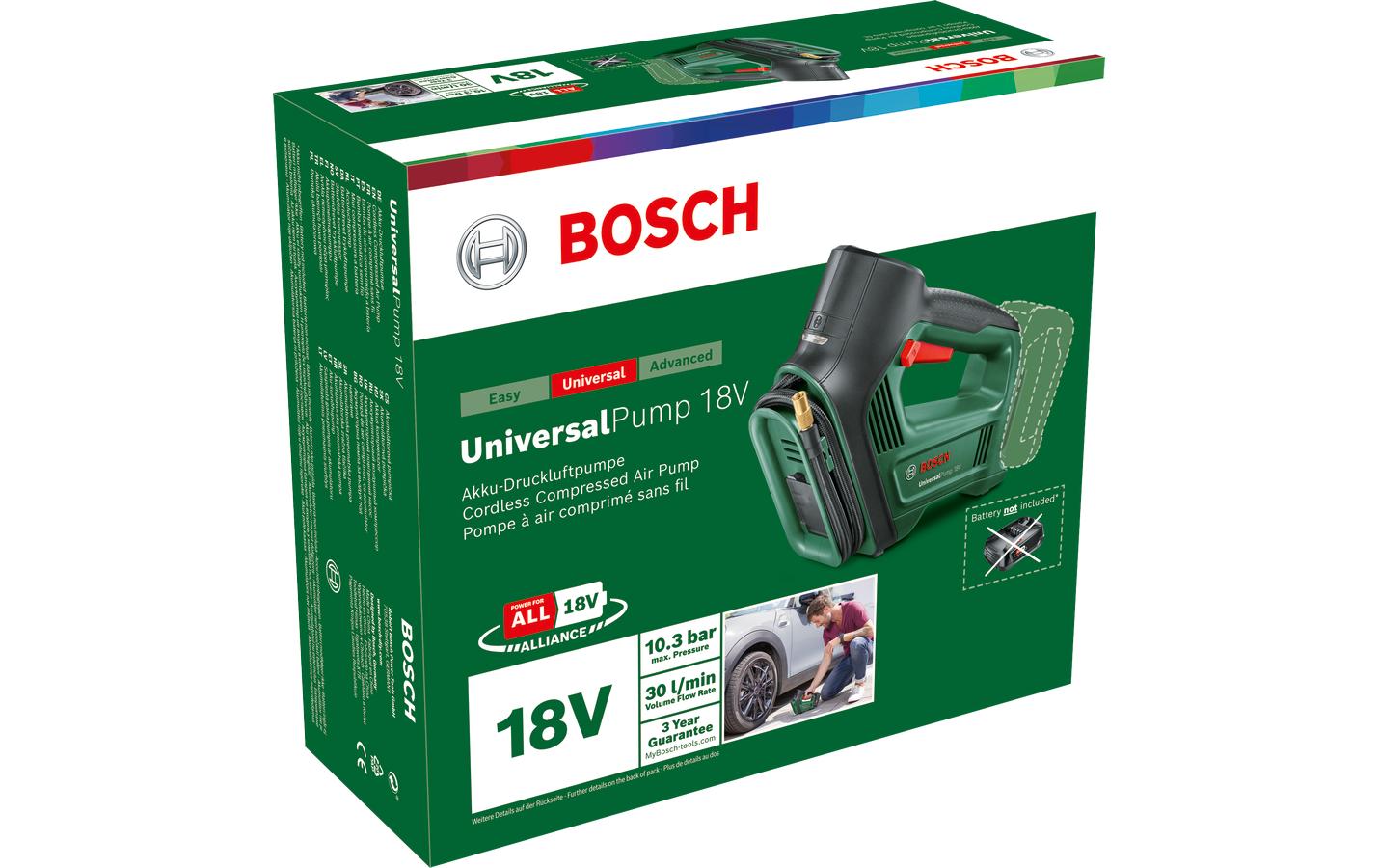Akku-Druckluftpumpe UniversalPump 18 V SoloSchnelles Aufpumpen mit dem kraftvollen Akku-Kompressor von Bosch
