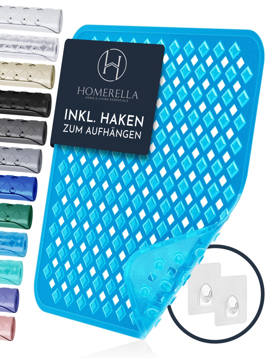 Homerella® Antislip Douchemat - 100% BPA-vrij - Inclusief 2 ophanghaken 53x53cm - Antislip douchemat, huidgevoelig en schimmelwerend - Machinewasbare douchemat