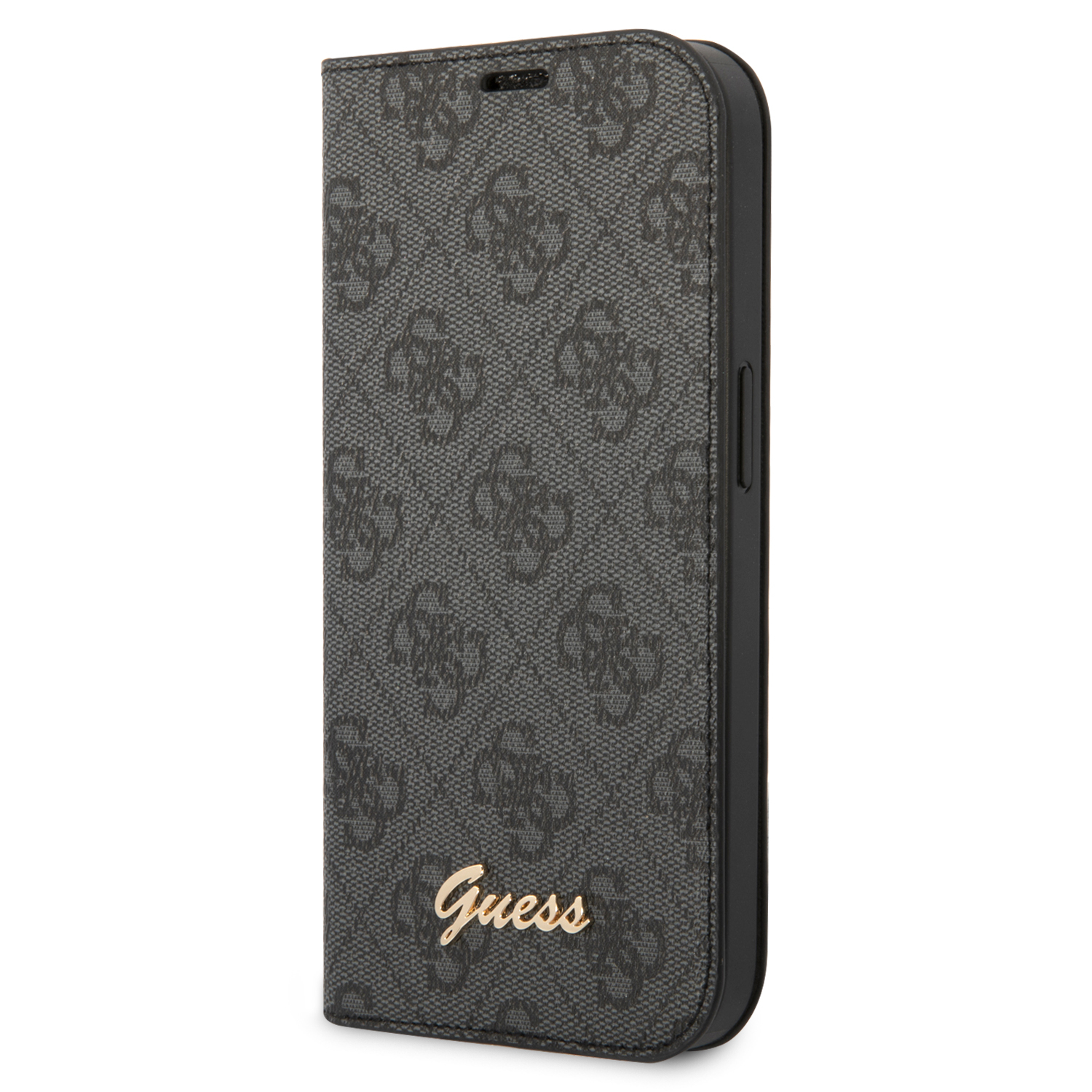 iPhone 14 Pro Max Leder Tasche Book 4G Vintage Logo (GUBKP14XHG4SHK) - Schwarz