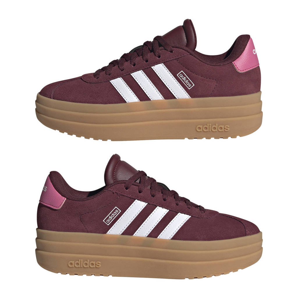 adidas VL Court Bold suède sneakers donkerrood/wit