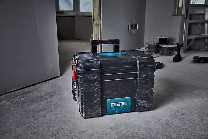 Boîte à outils vide Erbauer 56L avec manche télescopique
