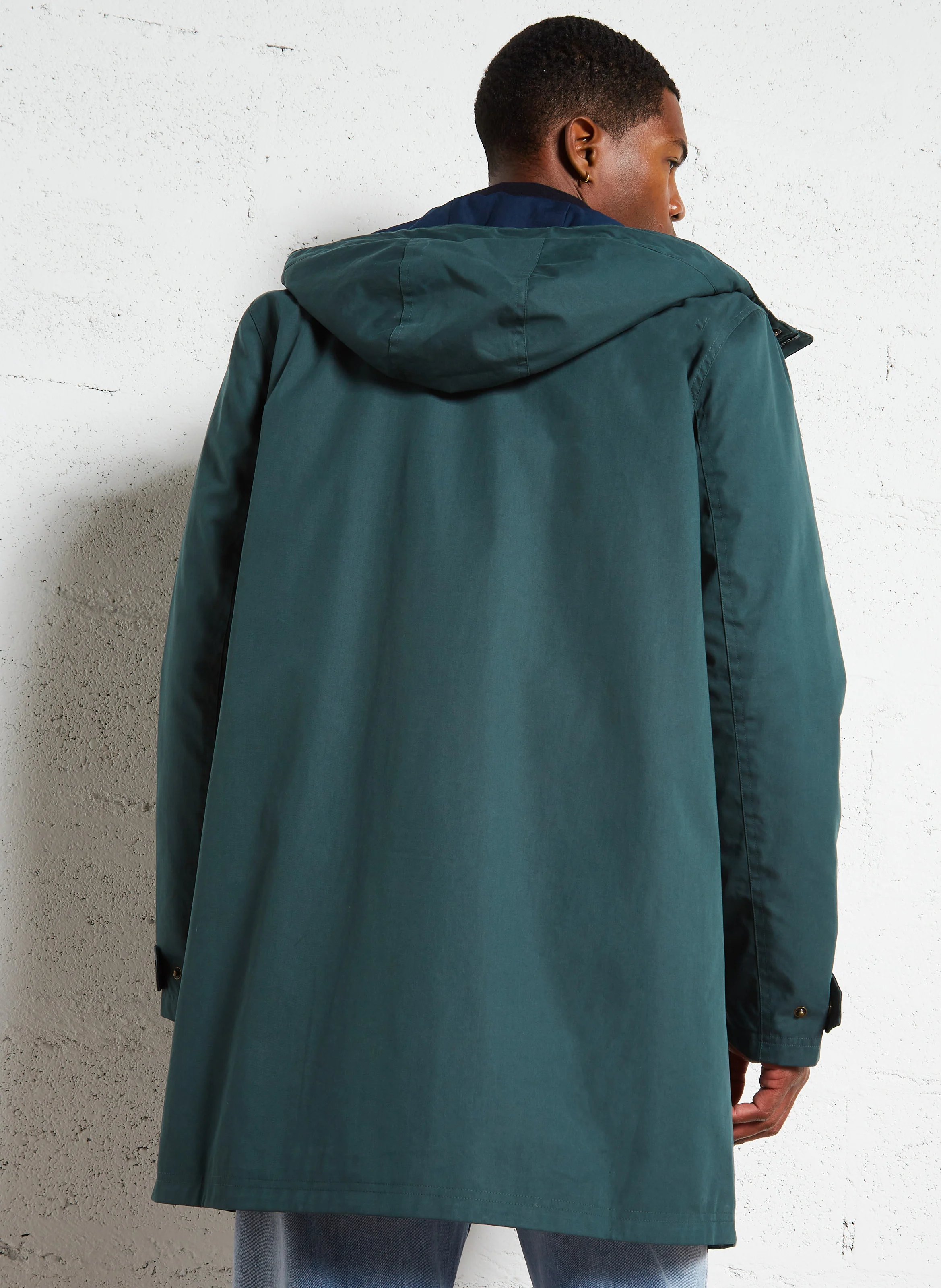 GRESIGNE - Imperméable droit col montant en coton mélangé | Vert