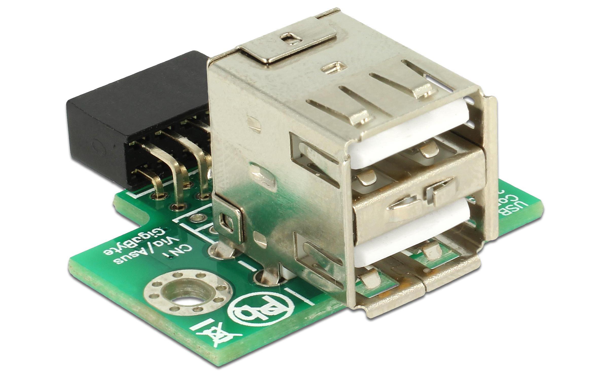 USB 2.0 Adapter USB-A Buchse – USB-Pinheader geradeDelock USB Pfostenbuchse zu 2 x USB 2.0 Typ-A Buchse – oben