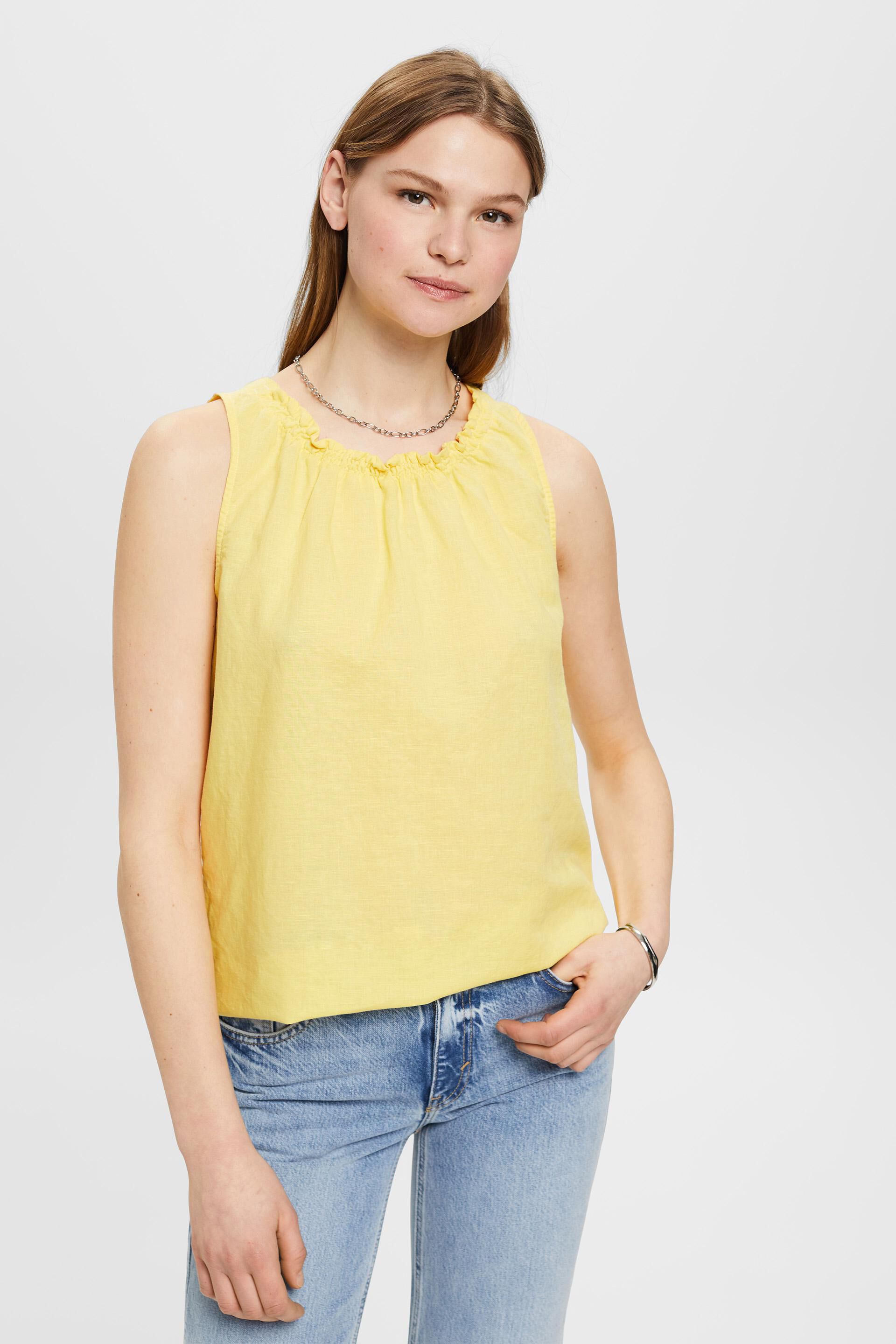 Blouse sans manches en lin mélangé