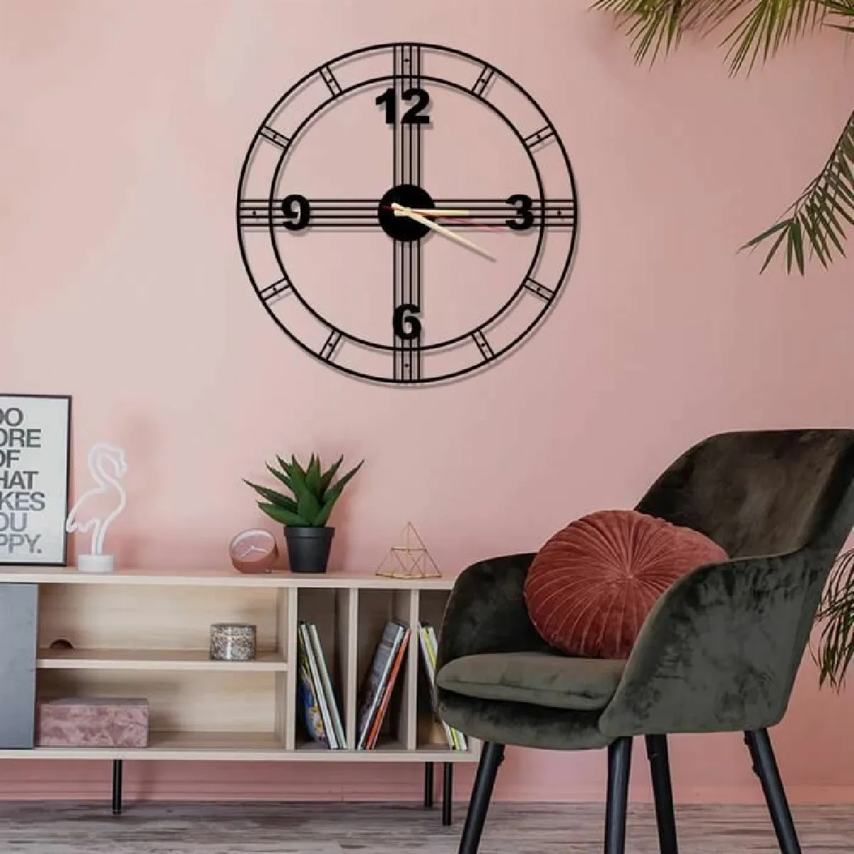 DEKORY Contemporain Horloge Murale - Métal 50 cm - Noire