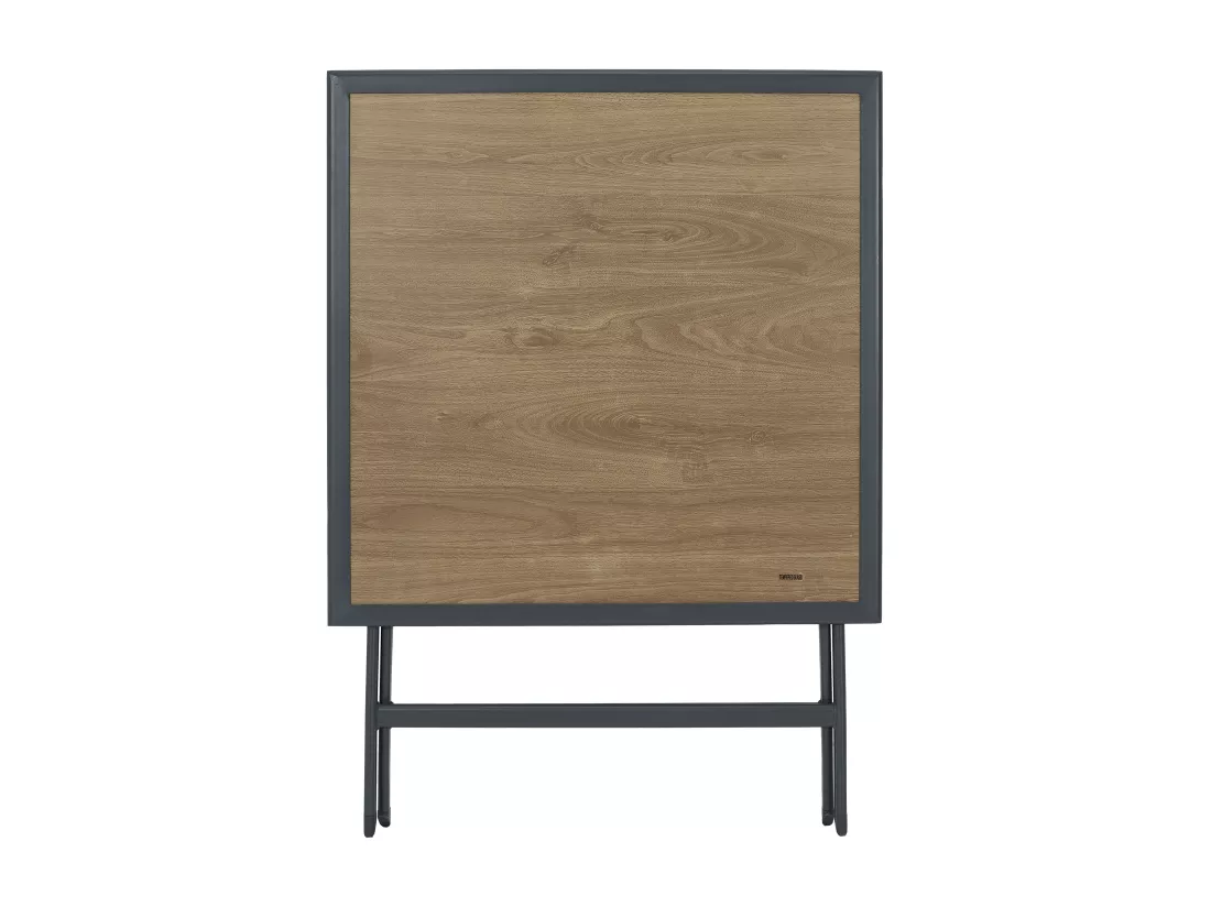 Table Metal Gris Effet Bois Barcelone 70x70