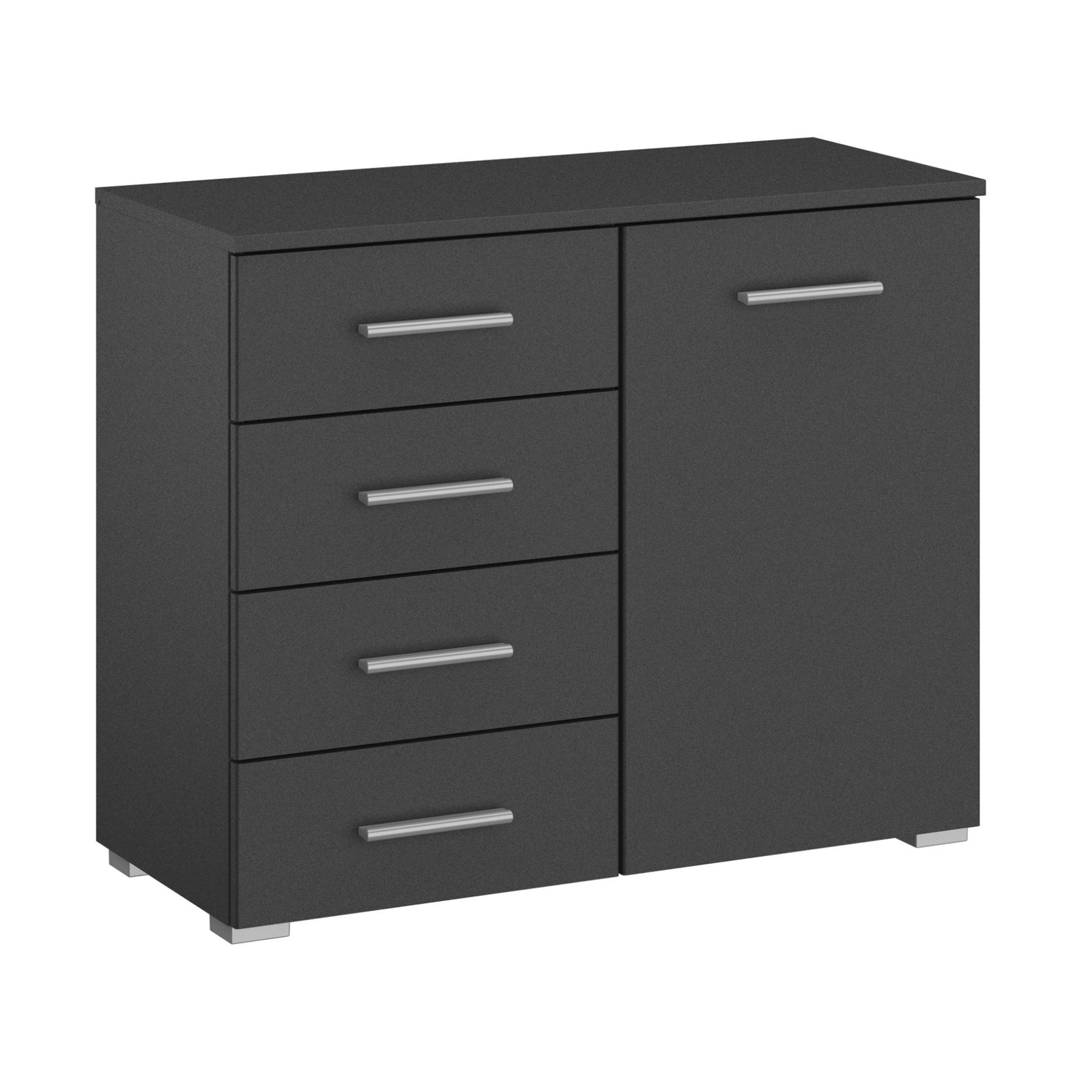Kommode - grau metallic - 4 Schubkästen - 80 cm