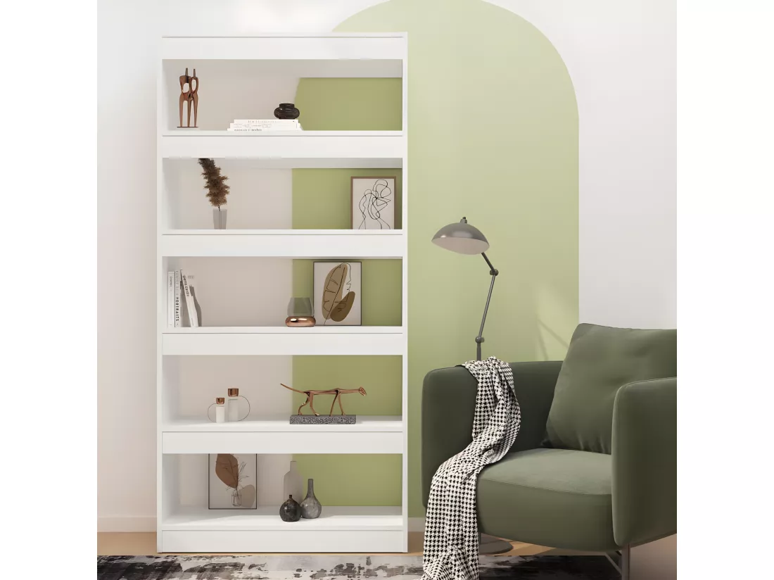 Bibliothèque/Séparateur de pièce Blanc 80x30x166 cm Aggloméré