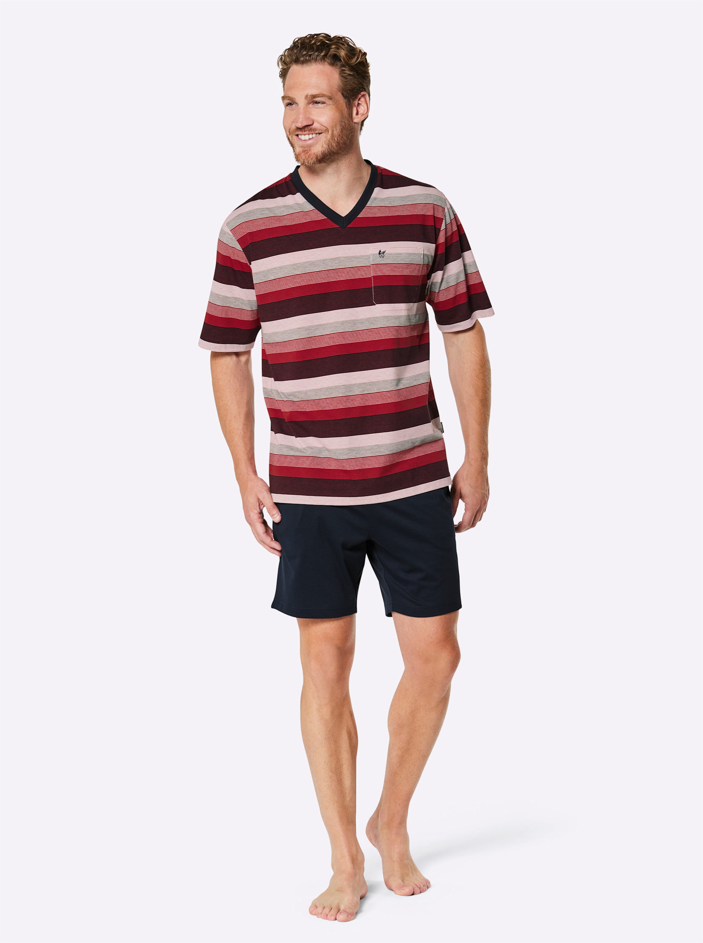 Hajo Shorty in marine-rot-geringelt