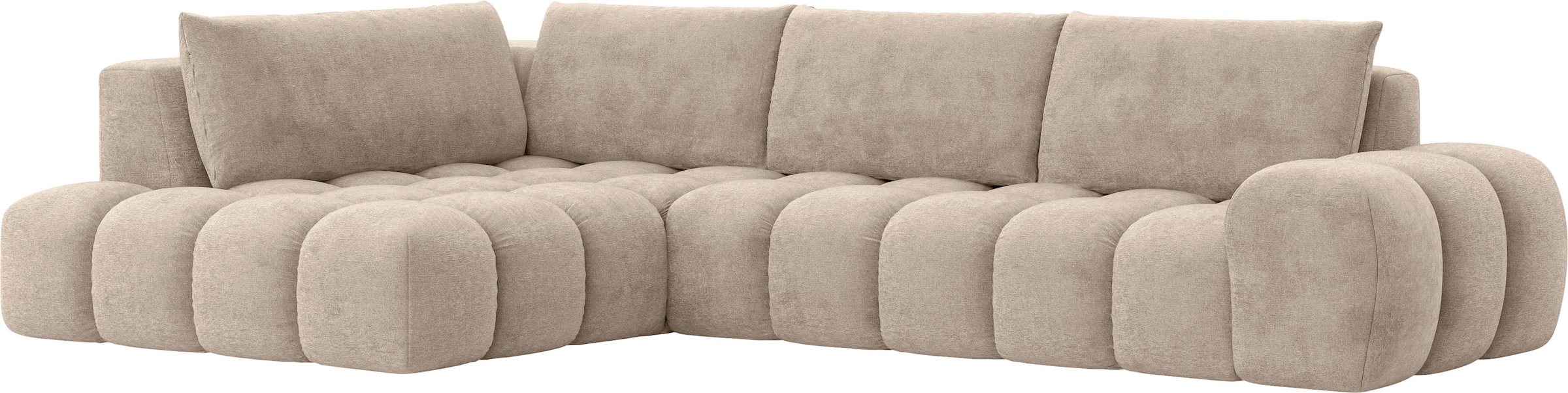 GOODproduct Ecksofa »AZITA Designsofa, elegant und bequem L-Form, Bubble-Optik« lose Rückenkissen, traumhafte Steppung, Masse B/T/H: 352/210/72 cm