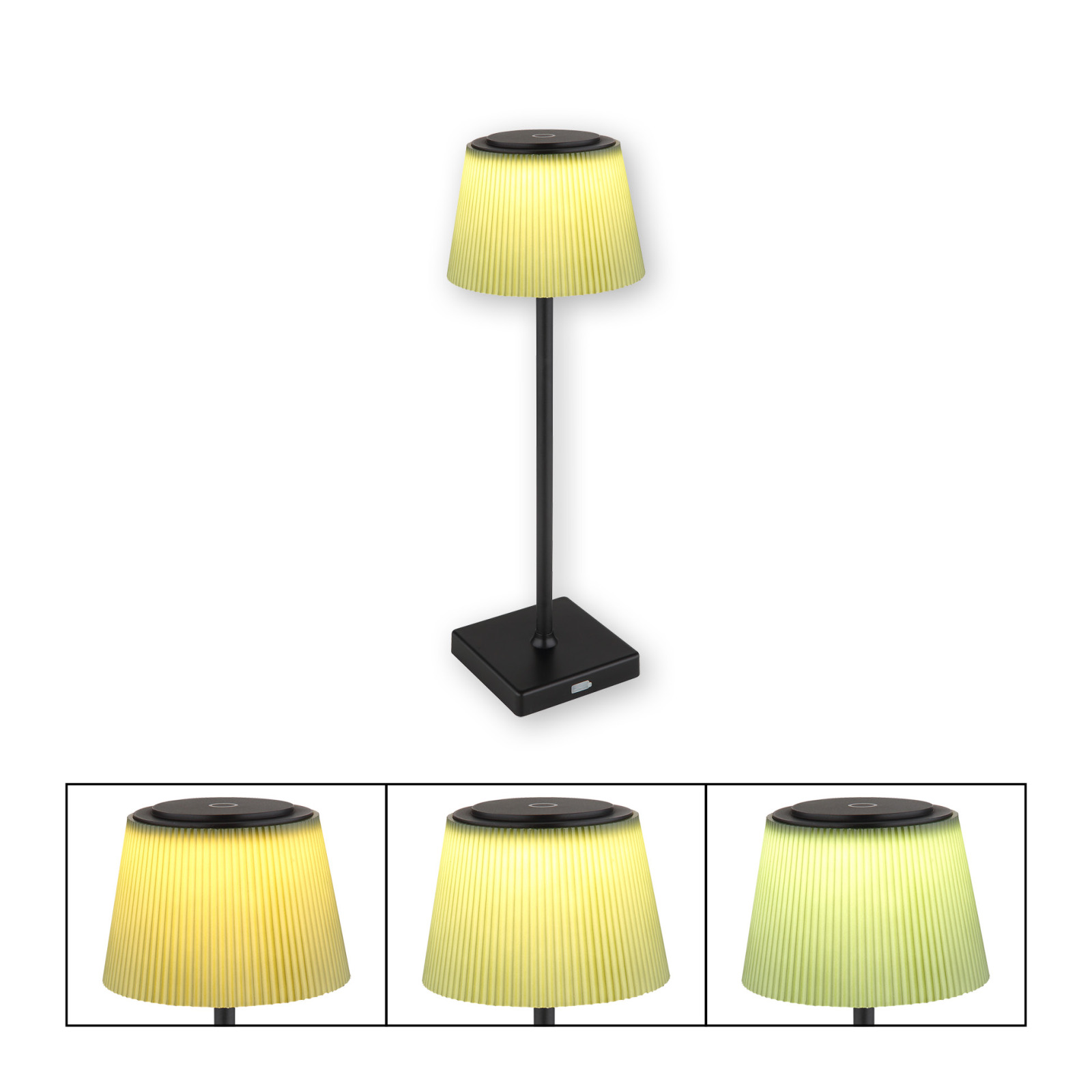 LED-Tischleuchte - schwarz matt - dunkelgrün satiniert - 38 cm