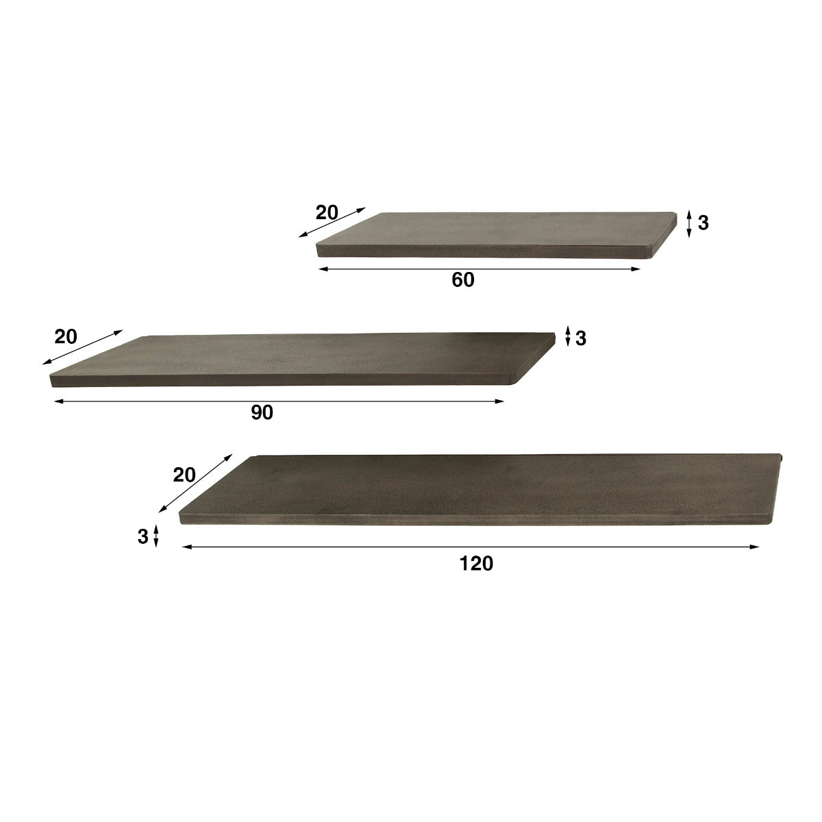 Fraaai - Nowi wandschap set van 3 - brons antiek