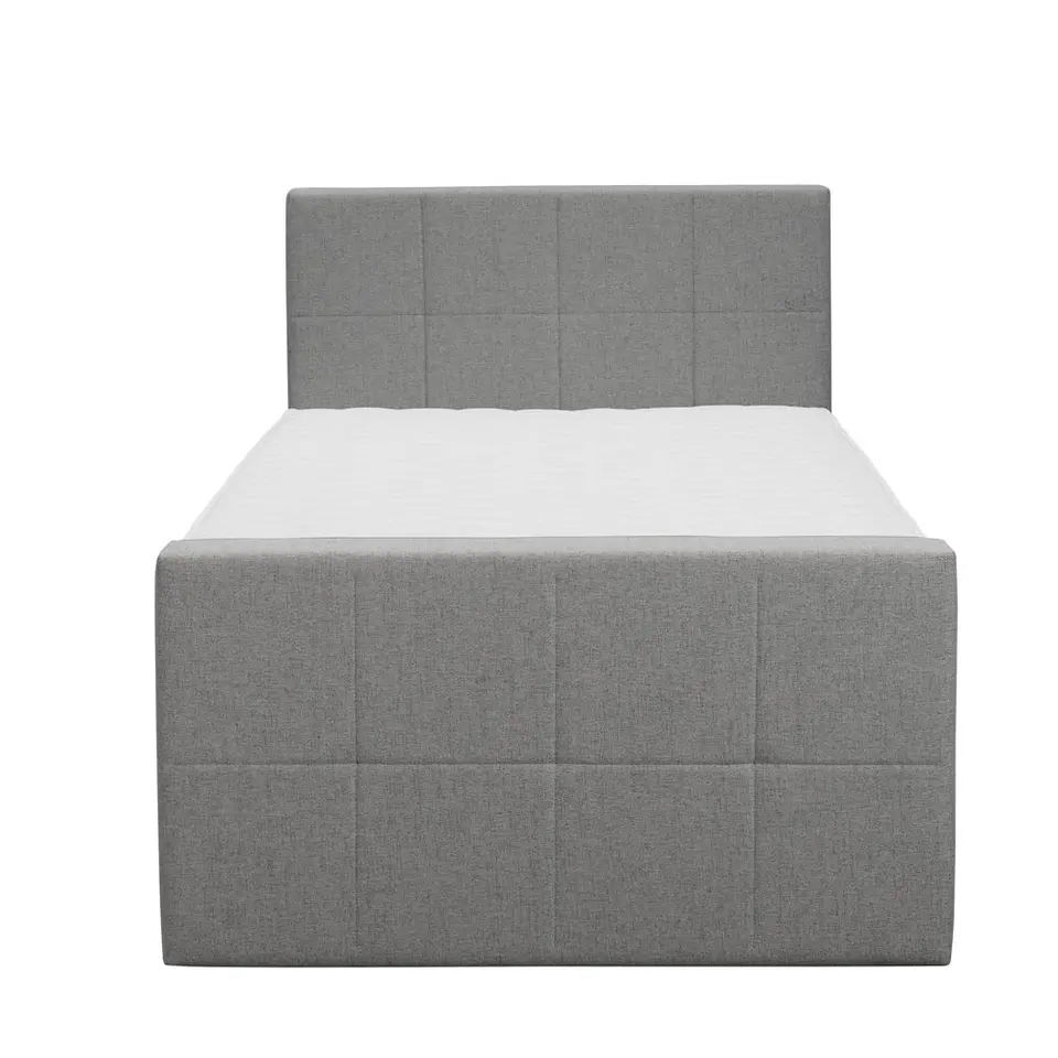 Boxspring met voetbord Liv geblokt - lichtgrijs - 120x200 cm - vierkante poot