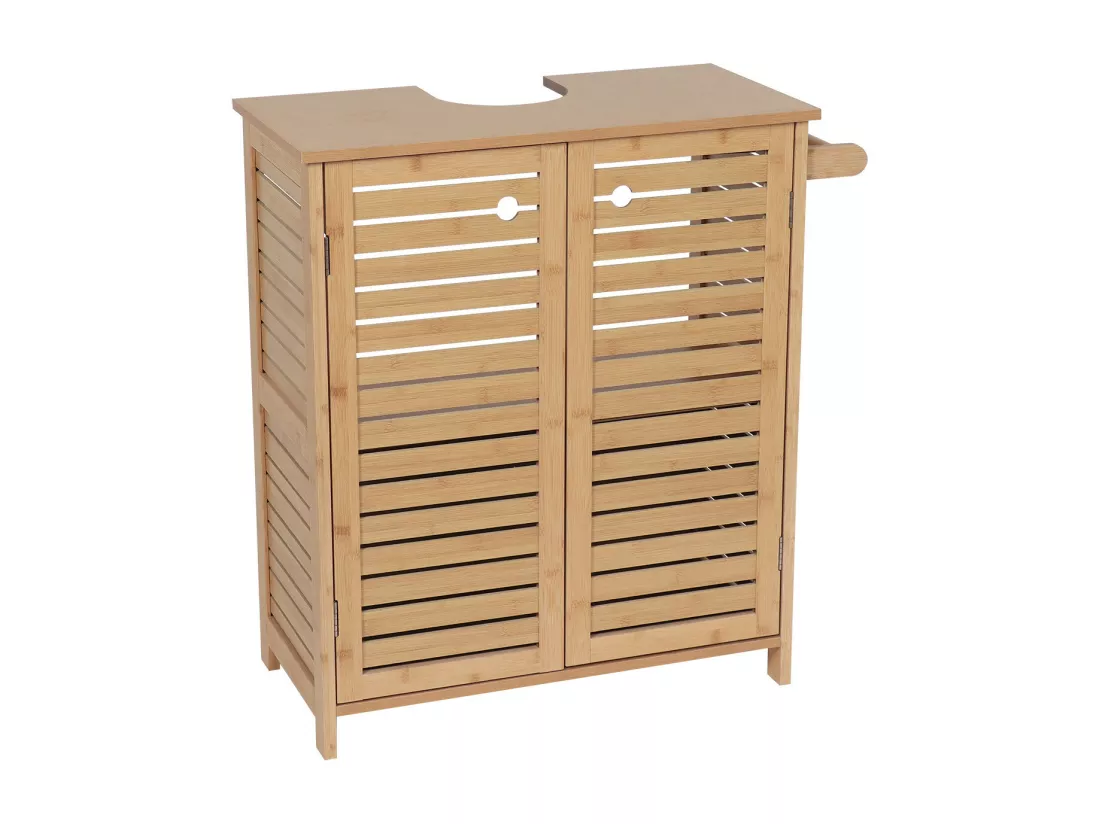 Meuble sous lavabo 2 Portes et 1 Etagère intérieure H 70 cm - Naturel