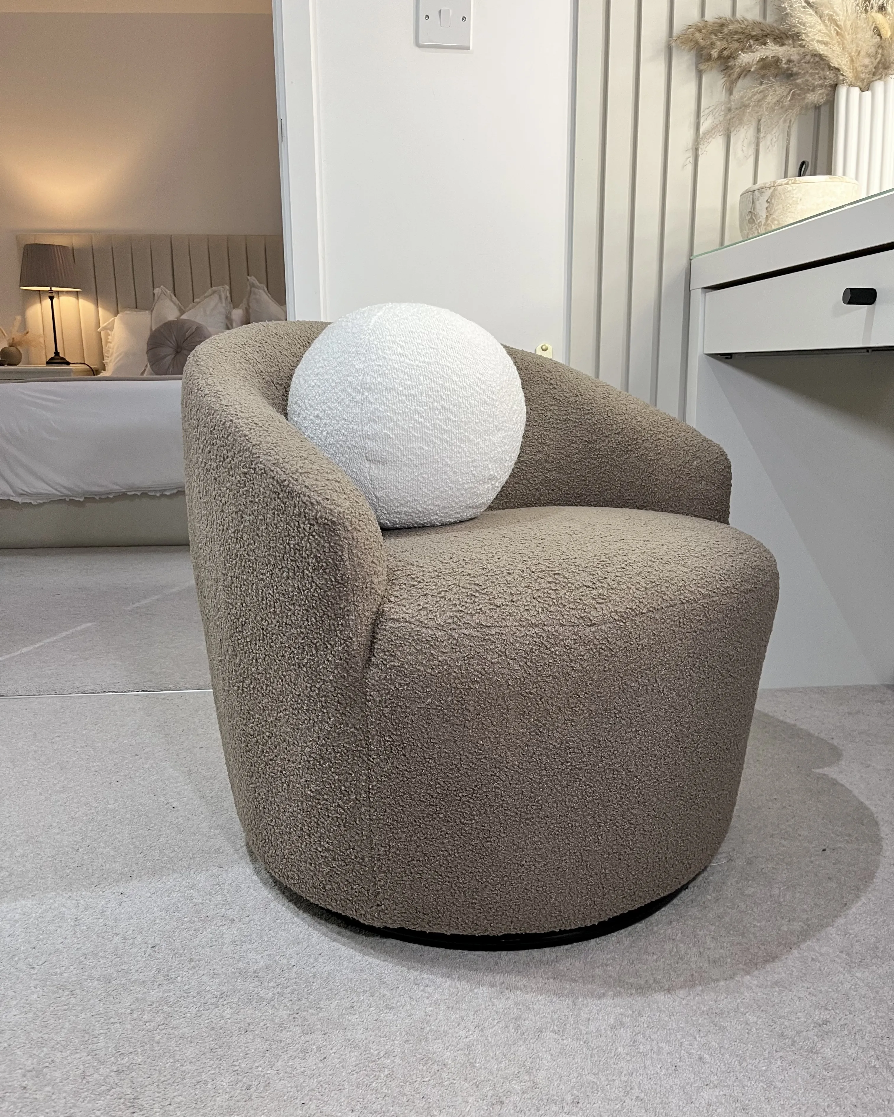 Draaifauteuil DAVIK Bouclé Taupe