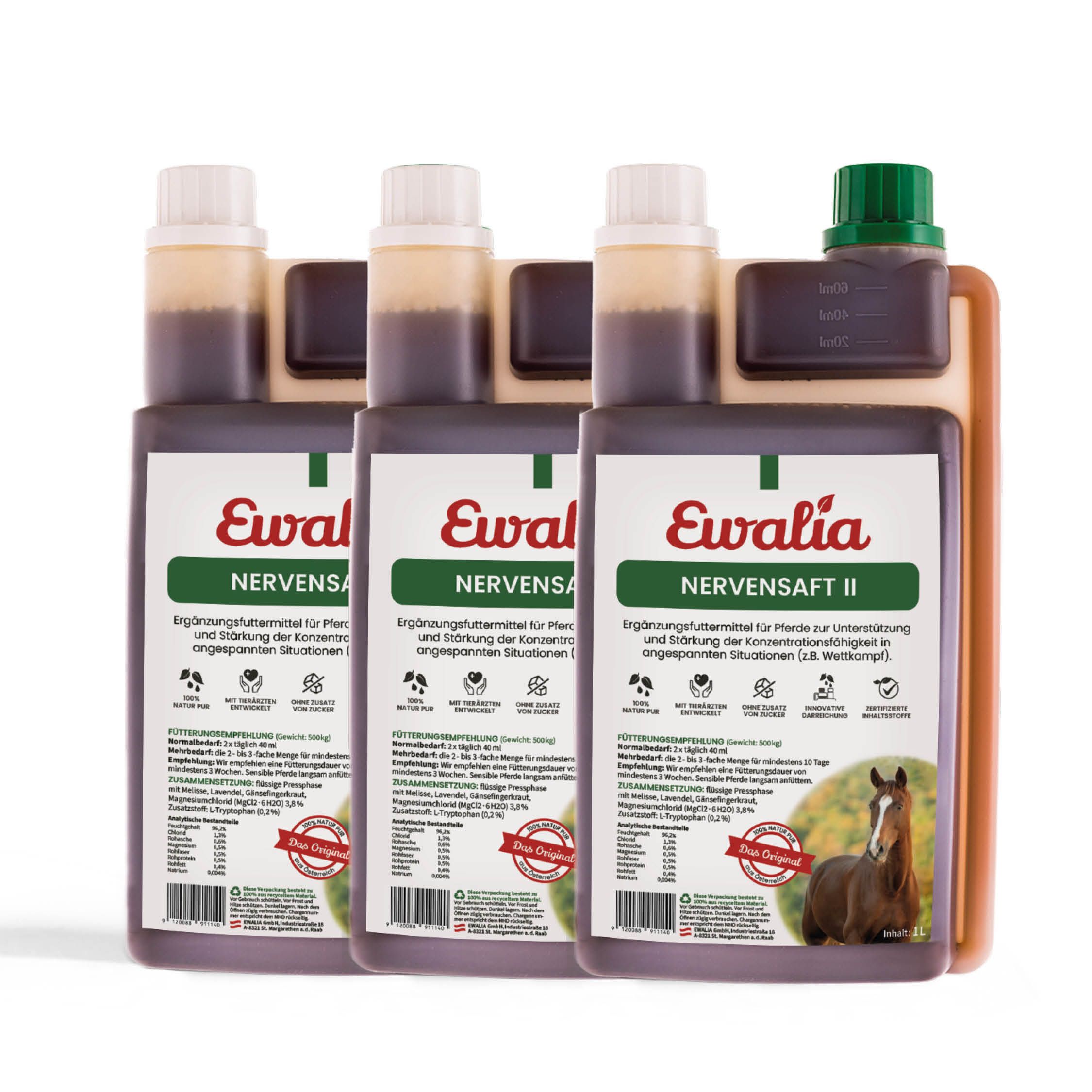 EWALIA Nervensaft II für Pferde Dreierpack