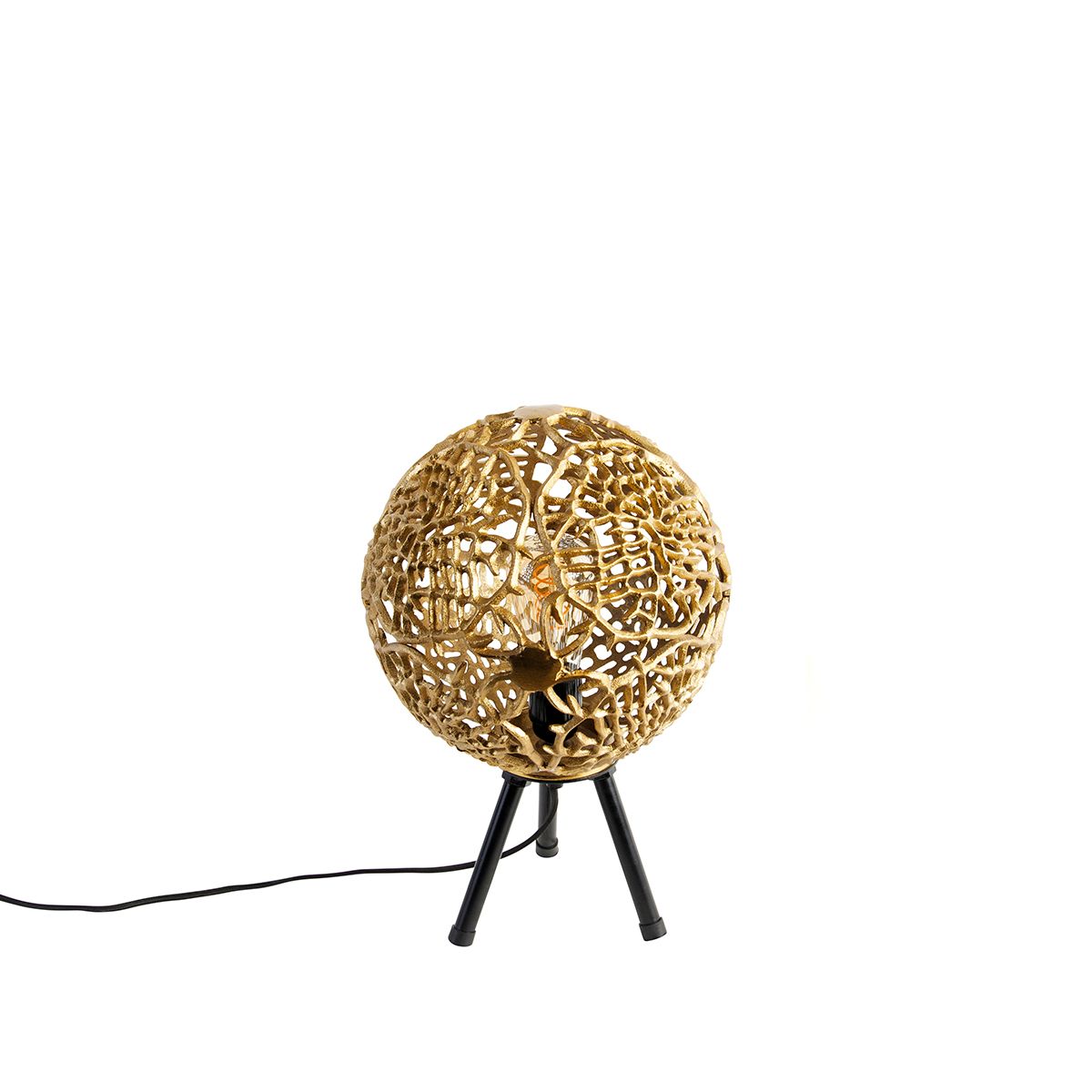 Art Deco tafellamp tripod goud met zwart - Maro