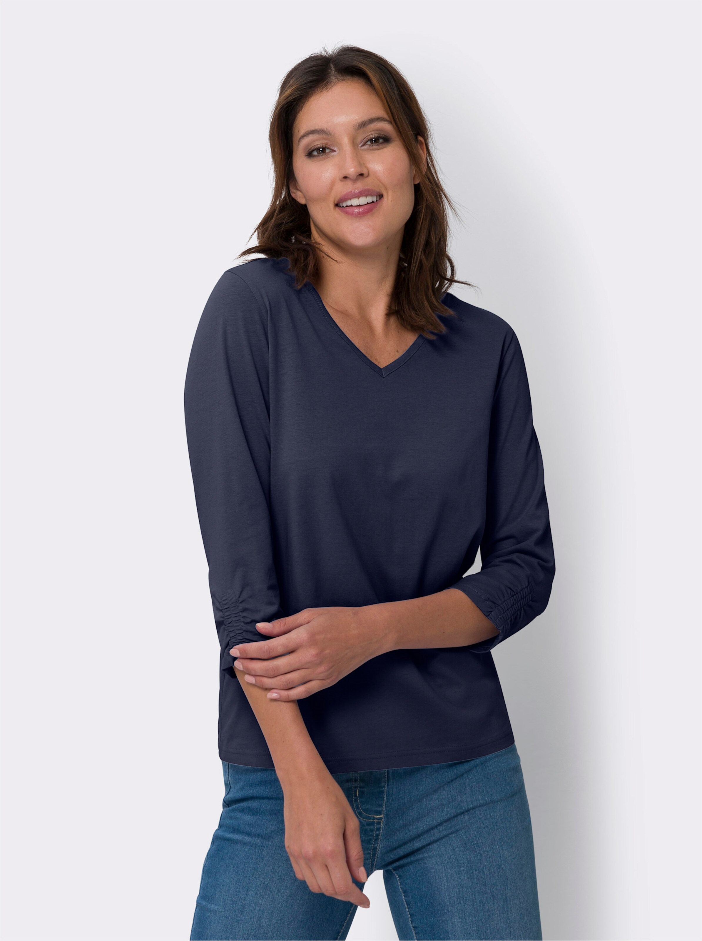 34-Arm-Shirt mit Raffungen