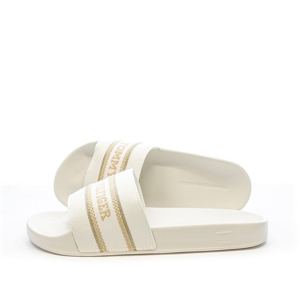 Tommy Hilfiger Claquettes Écru Femme Tommy Hilfiger Poolslide