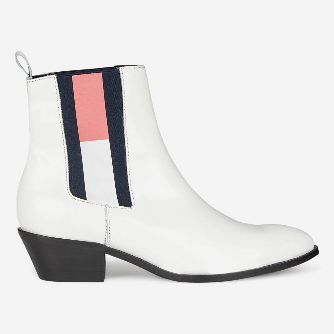 Tommy Hilfiger Santiags en Cuir Elastique Coporate blanches