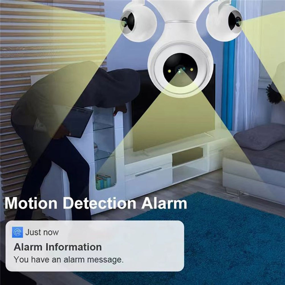 355° Indoor WiFi Internet IP Kamera mit Triple-Linse FullHD 1080p Nachtsichtfunktion / Zwei-Wege-Audio / Micro SD Slot / Bewegungs Tracking - Weiss