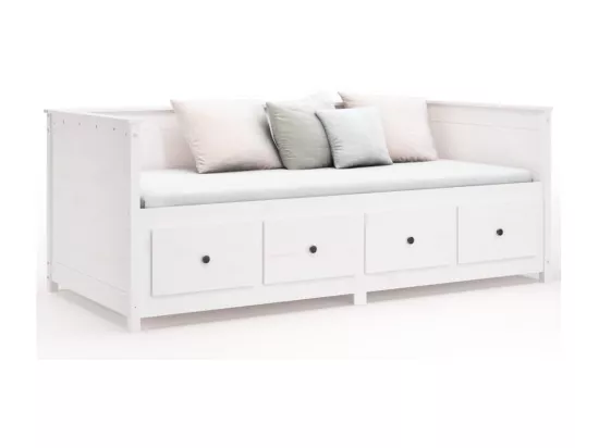 Lit de jour sans matelas blanc 100x200 cm bois de pin massif