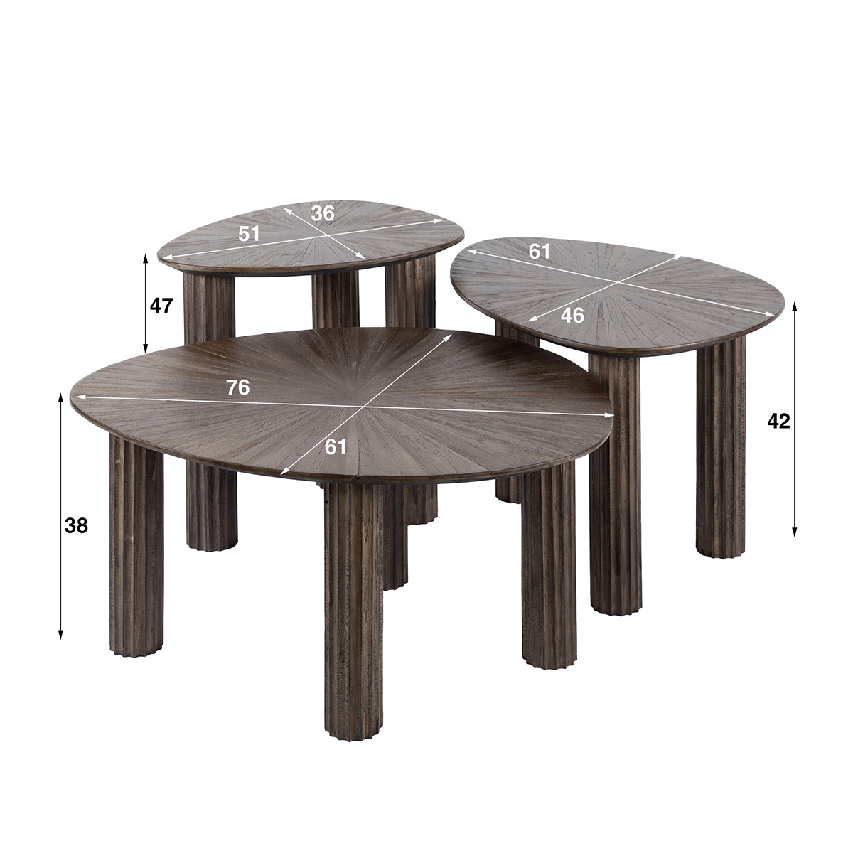 Salontafel Kib Trio Driehoekig - set van 3