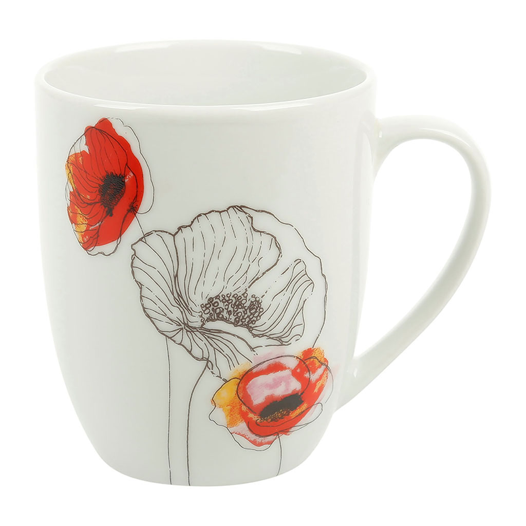 Mug porcelaine imprimé coquelicots 36cl