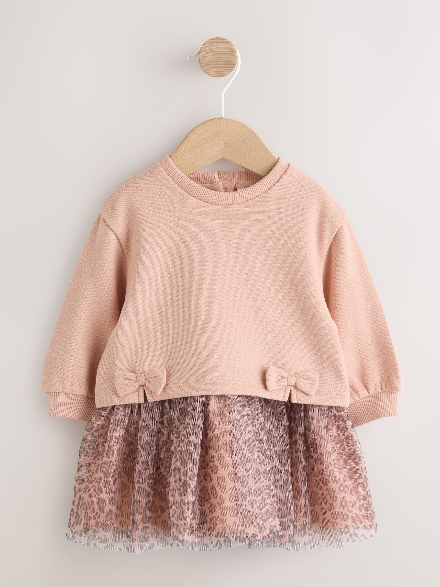 Roze met luipaardprint - Baby Twofer mesh jurk (0mnd -2jr)
