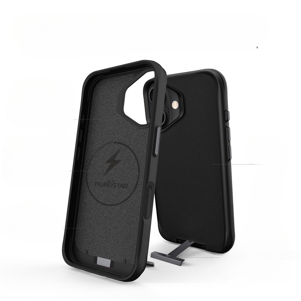 iPhone 17 MagSafe Hybrid Hülle mit TPU Bumper   Kickstand - Schwarz