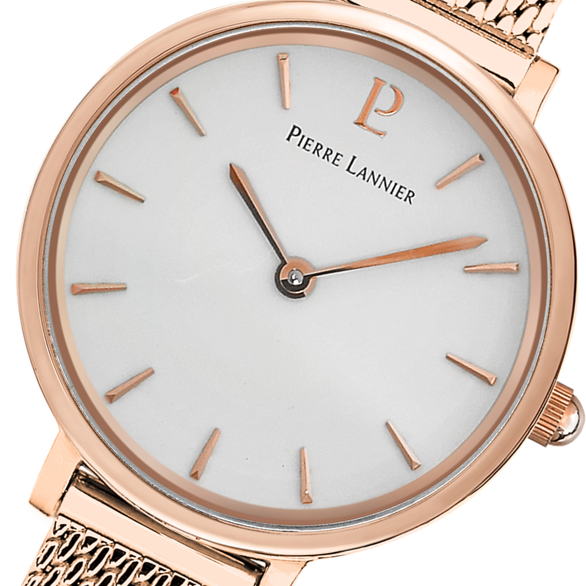 Montre Pierre Lannier Nova acier rose milanais