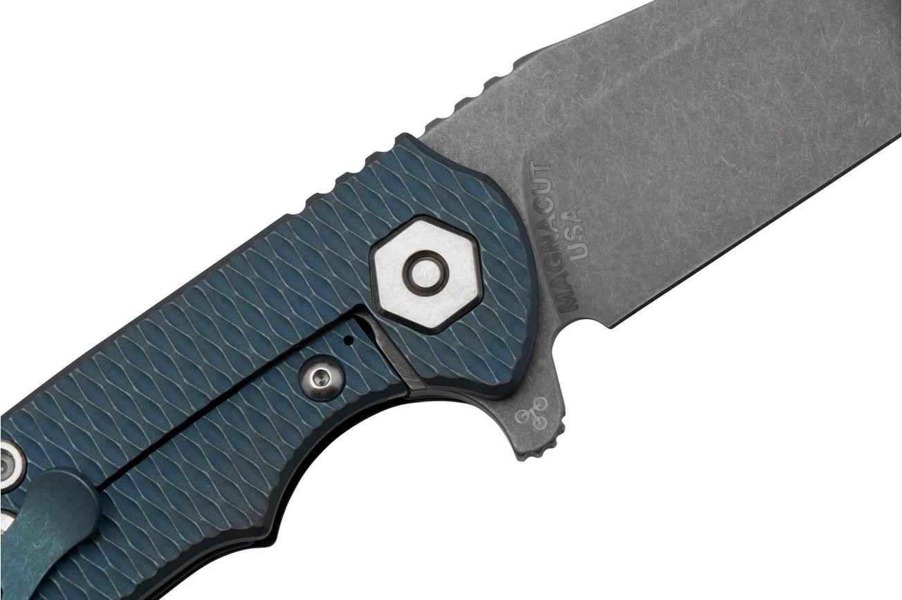 Rick Hinderer Project X, MagnaCut Clip point, Battle Blue, Black G10 zakmes