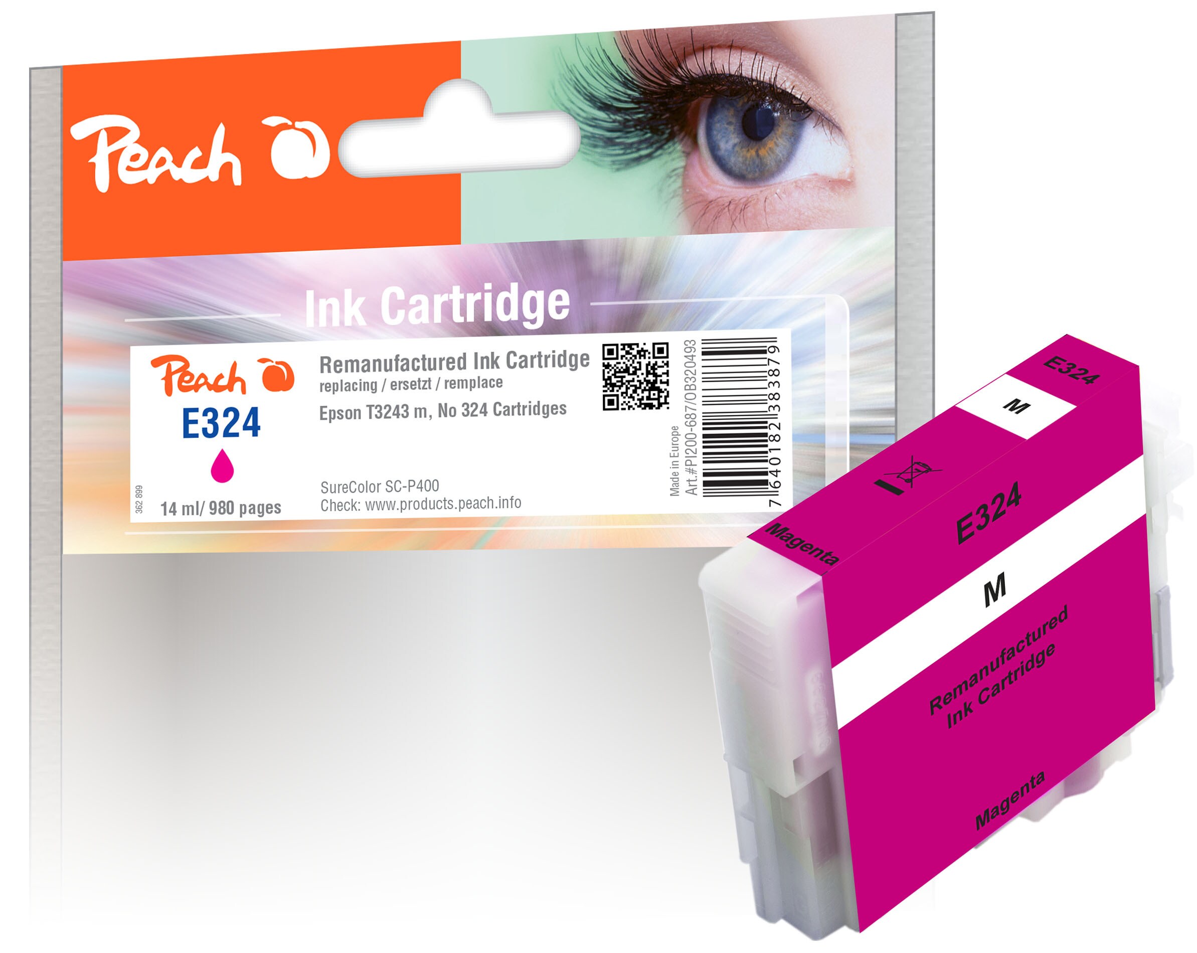 Peach E324Druckerpatrone ma ersetzt Epson T3243M, C13T32434010 für z.B. Epson SureColor SCP 400 (wiederaufbereitet)