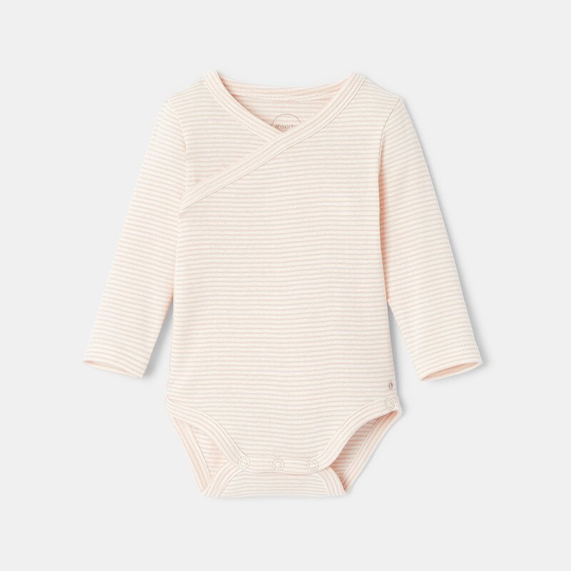 Lot de 3 bodies cœur croisé manches longues en jersey de coton bio rose naissance Absorba Rose